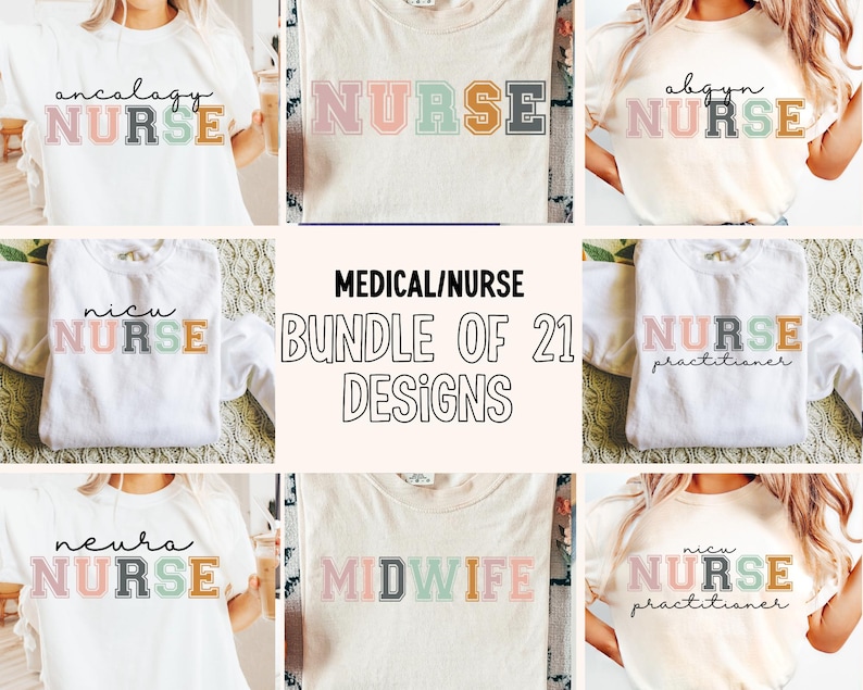 Nurse PNG Bundle, Trendy Png, Nurse Png, Appreciation Png, College Png, Preppy Png, Healthcare Png, Occupational Png, Career Png, Craft image 1