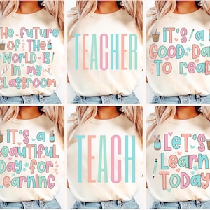 Teacher PNG Bundle, Good Day to Read, Let's Learn Today, Education Png, Career Png, Teach Png, Preppy Png, Back to School, First Day Png