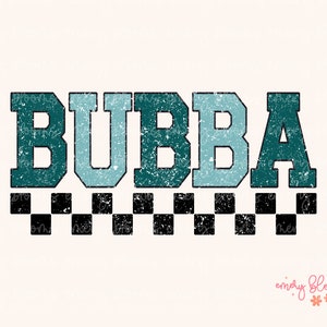 Bubba Varsity Retro Sibling PNG Junge Distressed T-Shirt PNG Design Kleines Kleinkind Jungen Bruder Checker Neues Baby Sublimation Digitaler Download