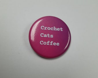 Button Pin Anstecker Crochet Häkeln Katze Kaffee