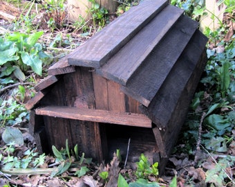 Hedgehog House, Home, Box, Shelter, Feeding, Breeding, Hibernation, Multi season, Full Size. Solid wood. Preserved. Rustic, Brown.