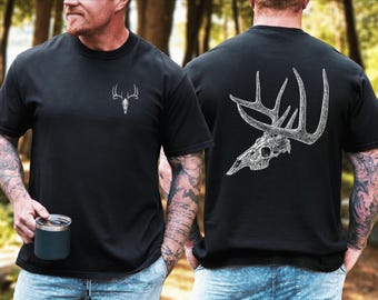 Antler T-shirt, Deer Skull T-shirt, Deer Antlers, Hunting T-shirt, Bone T-shirt, European Mount T-shirt, Gift for Hunter, Deer Hunter