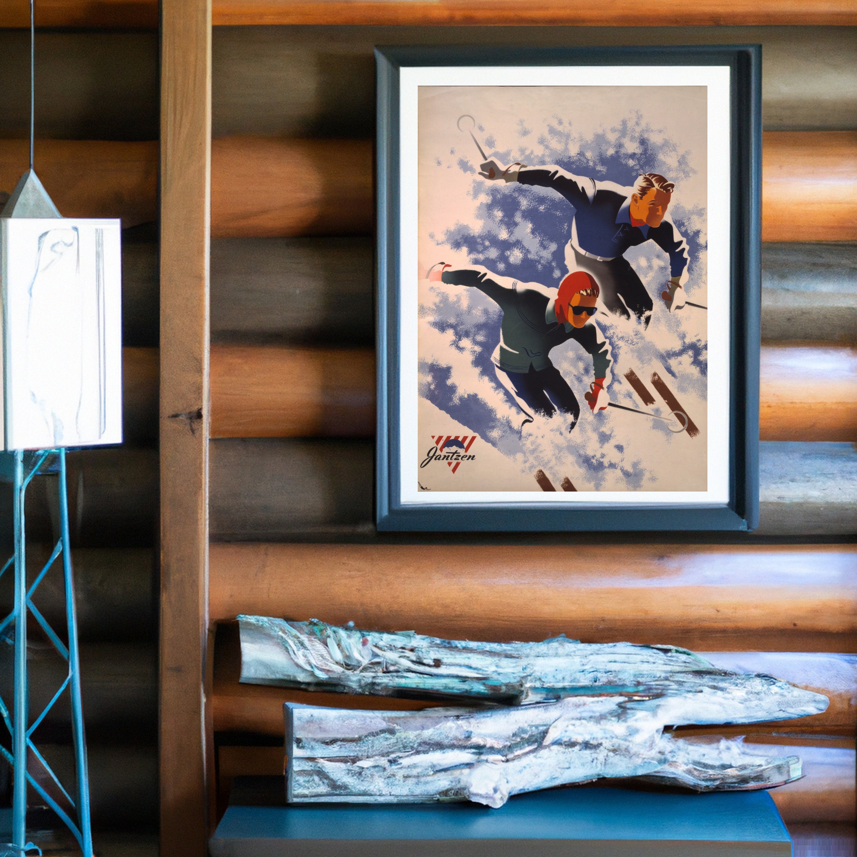 Vintage Ski Poster | Vintage Ski Wall Decor | Ski Poster for Lake House ...