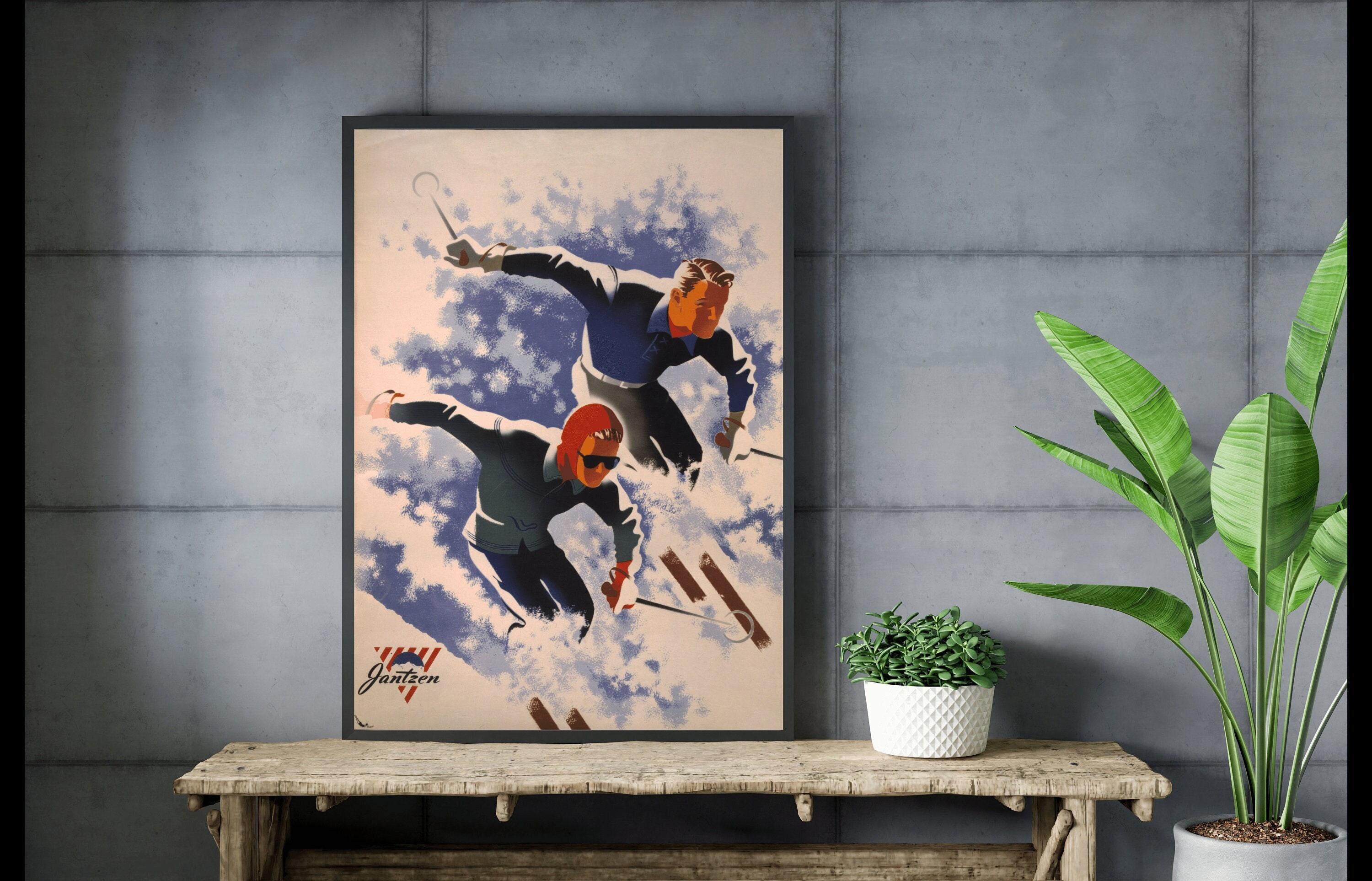 Vintage Ski Poster | Vintage Ski Wall Decor | Ski Poster for Lake House ...