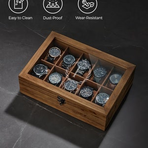 Rustiek walnoot, massief houten horloge-opberger 6/10/12 sleuven | op maat gemaakte gegraveerde horlogedoos voor heren | Jubileumcadeau ***LIMITED EDITION***