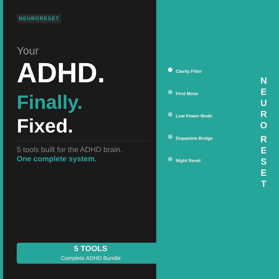 ADHD Reset Toolkit Digital Download | Printable ADHD Planner Bundle for ...