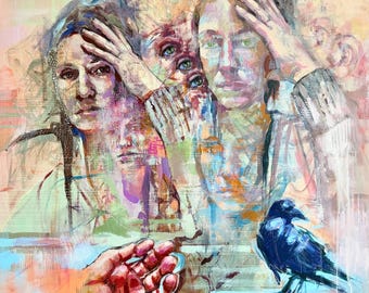 Original acrylic painting: Abstract portrait