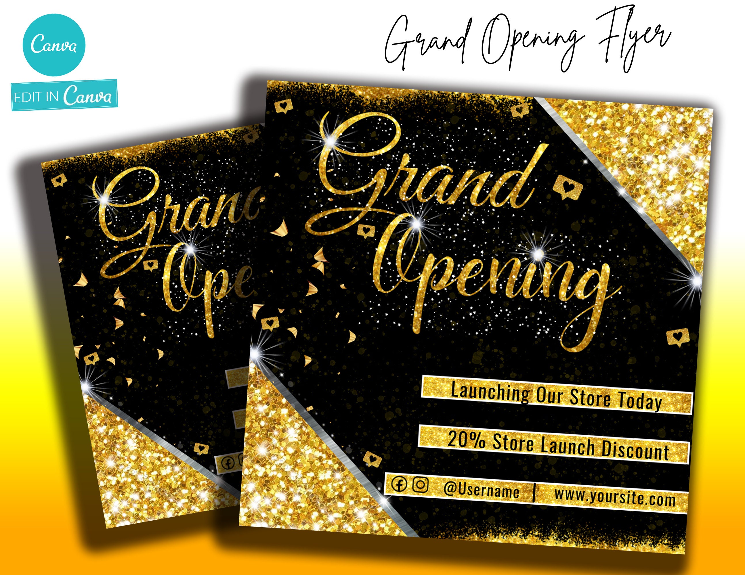 Social Media Flyer/ Grand Opening Flyer/ New Launch Flyer / Hair Flyer /  Boutique Flyer/ DIY Canva Template/ Celebration Flyer 