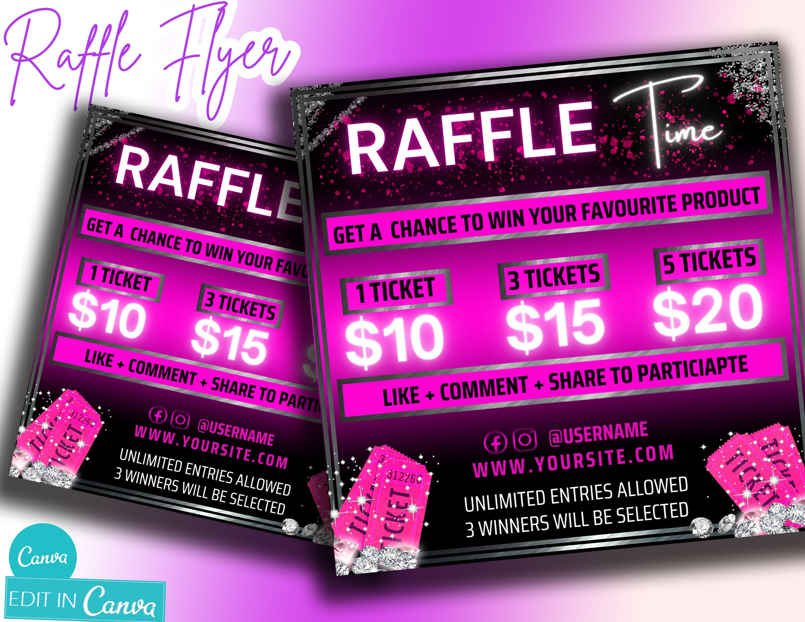 Raffle Flyer Giveaway Flyer DIY Raffle Flyer Contest Flyer Etsy