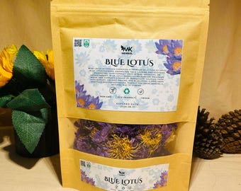Organic Egyptian Blue Lotus Petals & Stems Nymphaea caerulea Blue Lotus Flower UK Seller