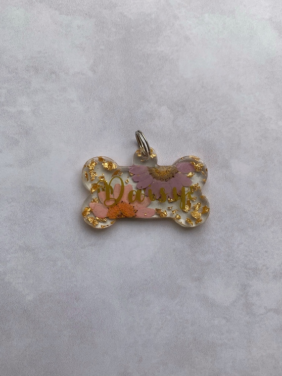 Flower Dog Tag Resin Dog Tags Custom Dog Tag Etsy