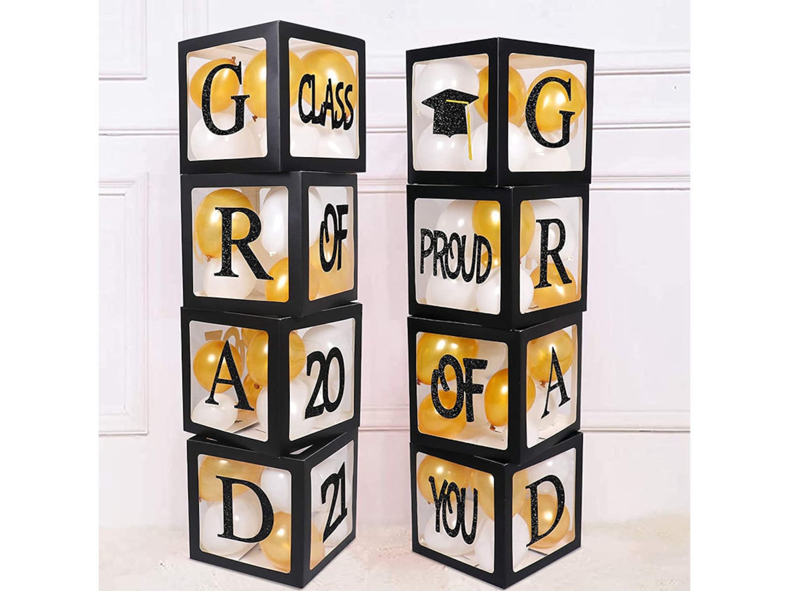 2021 Grad Decorations Balloon Boxes 4 Pcs Black Balloon Etsy