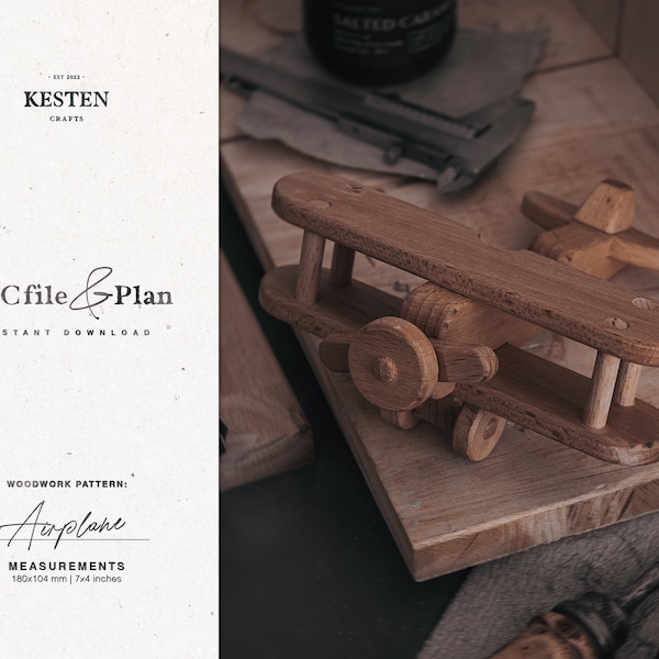 Wooden Airplane Plan, Wooden Airplane Laser Cut | Airplane SVG, DXF and PDF, Aircraft cnc file