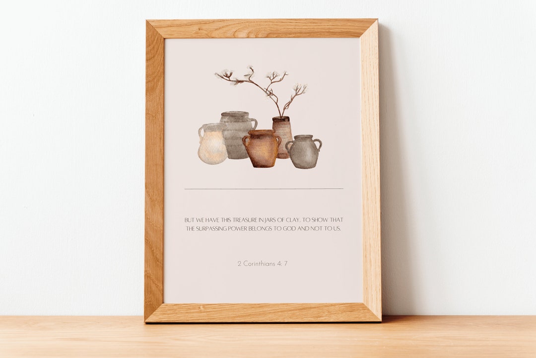 Treasure in Jars of Clay, Modern Bible Wall Art, Scripture Art Prints ...