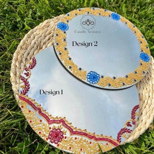 Henna Mirror Plate I Henna Thaal I Home decor I Handmade I Engagement I Nikkah Mirror Plate