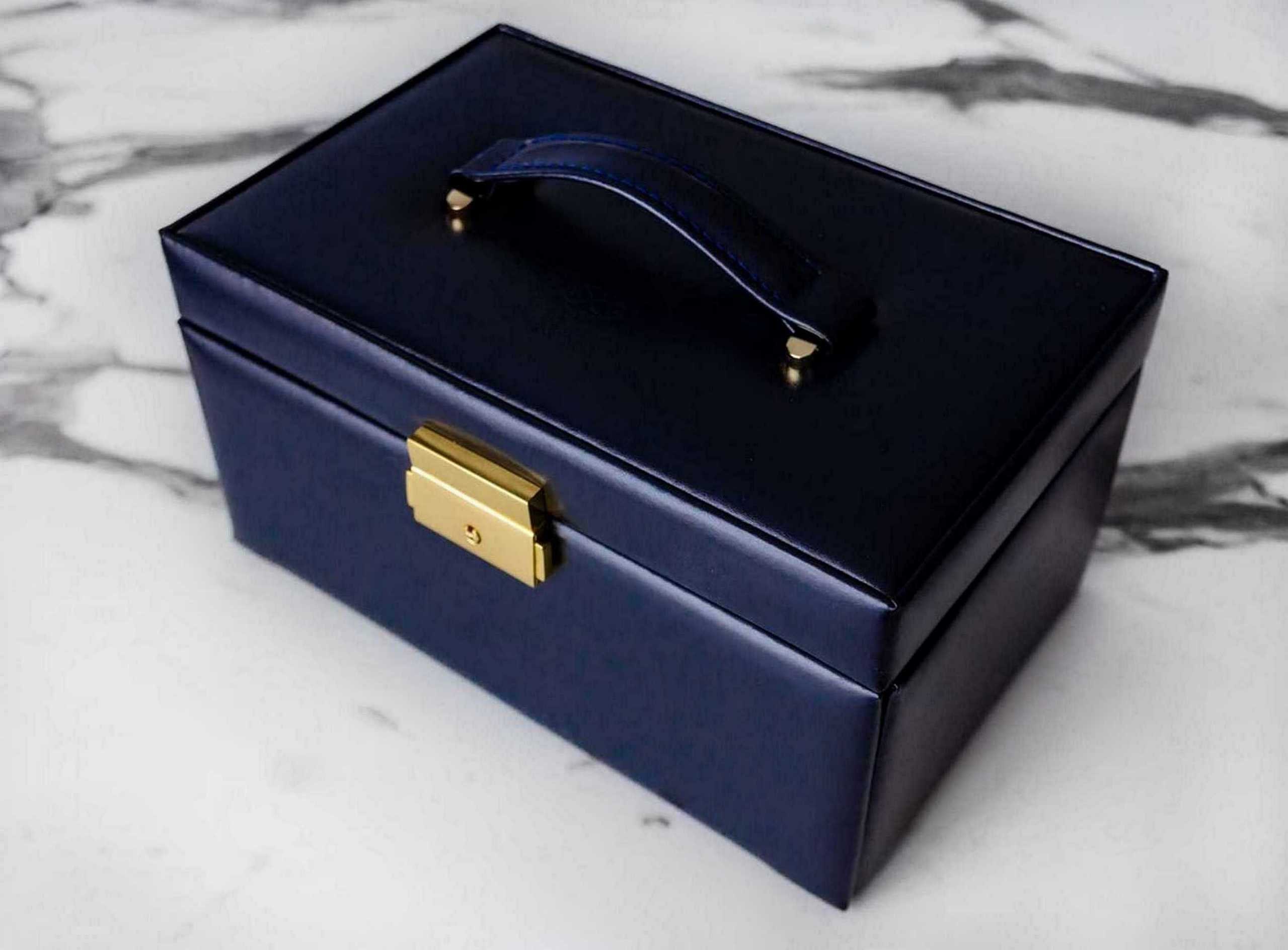 Elegant Dark Blue Jewelry Box Etsy Denmark