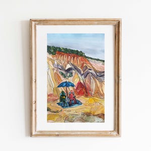 Clay Cliffs, Martha&#39;s Vineyard | Art Print of Original Watercolor Painting