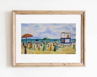 Ocean City, New Jersey Beach | Art Print of Original Watercolor Painting