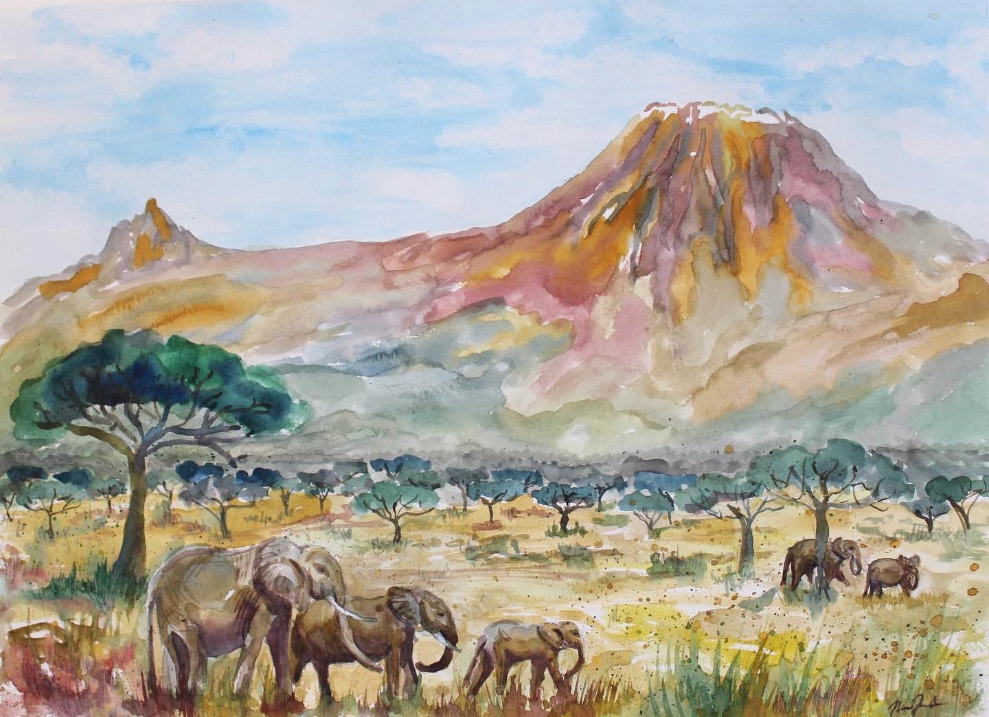 Mount Kilimanjaro, Tanzania | Art Print of Original Watercolor Painting