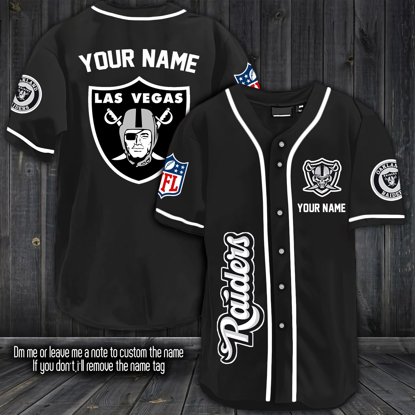 Personalized NFL Las Vegas Raiders Baseball Jersey Customize Etsy