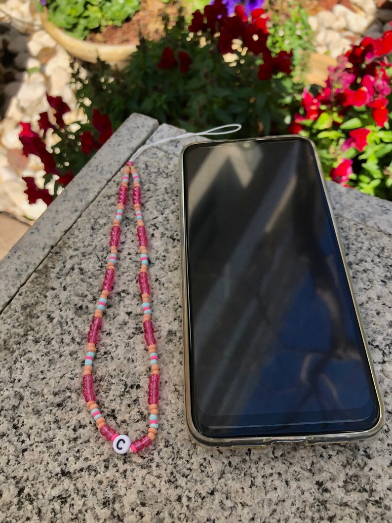 Colorful Initial Phone String Charm Personalized Phone Hand Strap Phone Charm Beaded