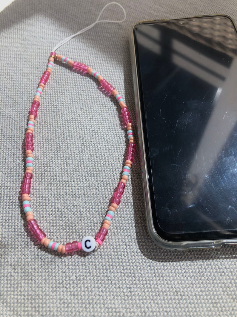 Colorful Initial Phone String Charm Personalized Phone Hand Strap Phone Charm Beaded