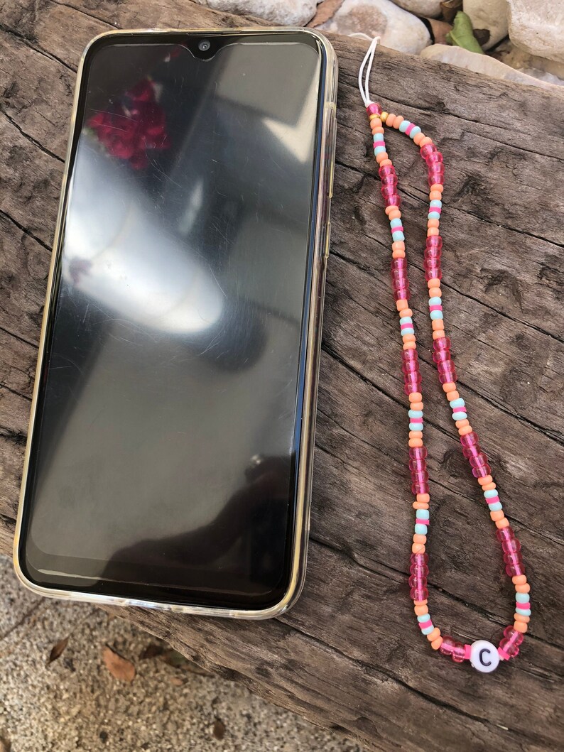 Colorful Initial Phone String Charm Personalized Phone Hand Strap Phone Charm Beaded