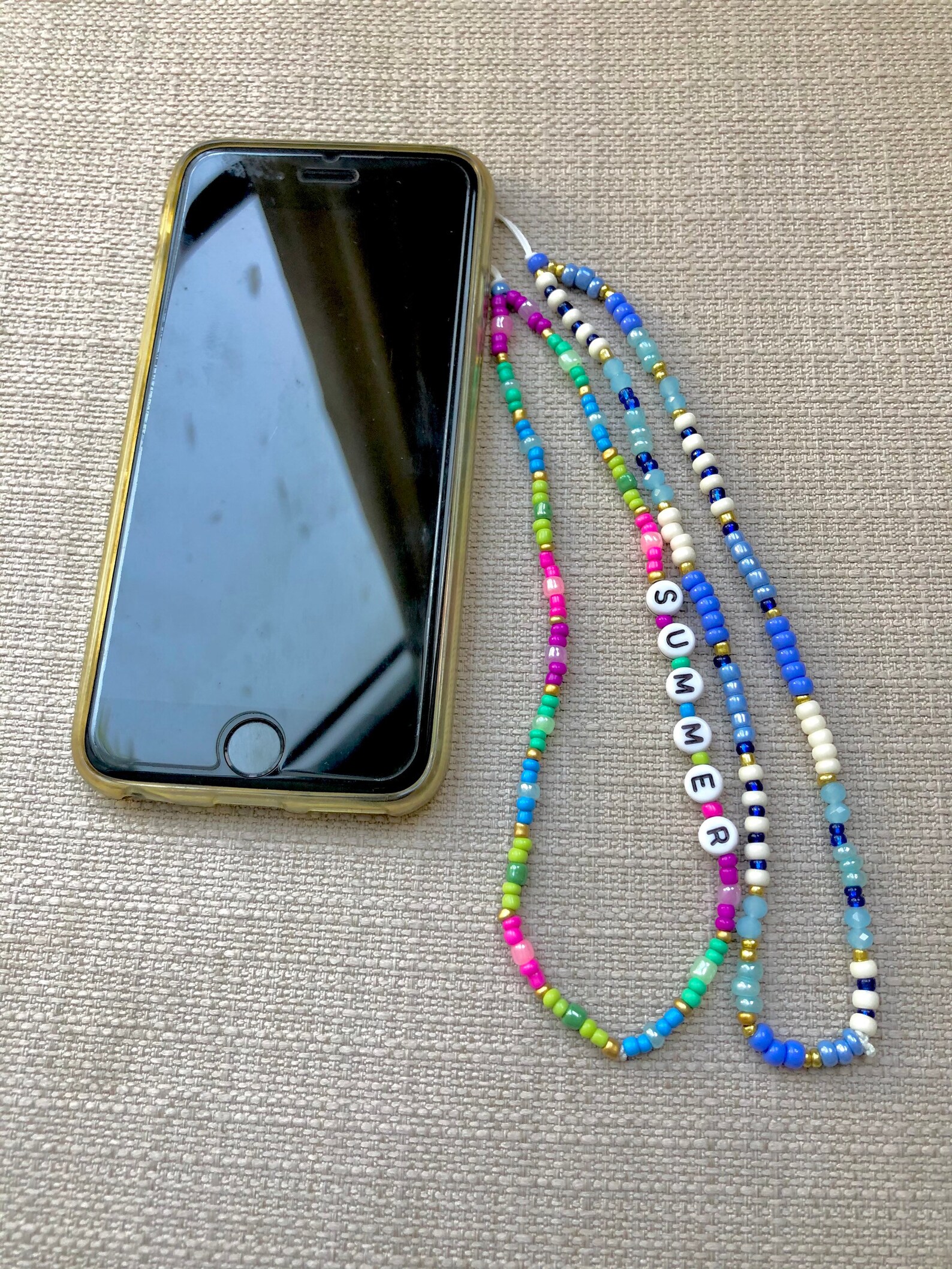 Colorful Phone Wrist Strap Iphone Beads Charm Beaded Phone Etsy