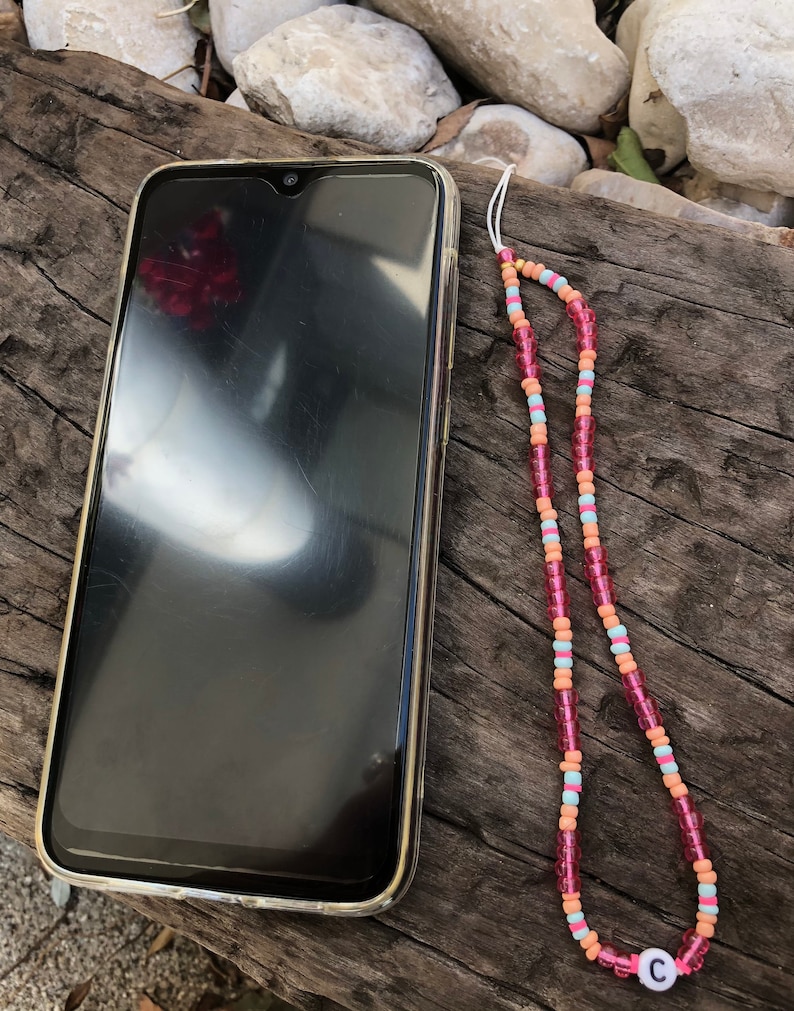 Colorful Initial Phone String Charm Personalized Phone Hand Strap Phone Charm Beaded