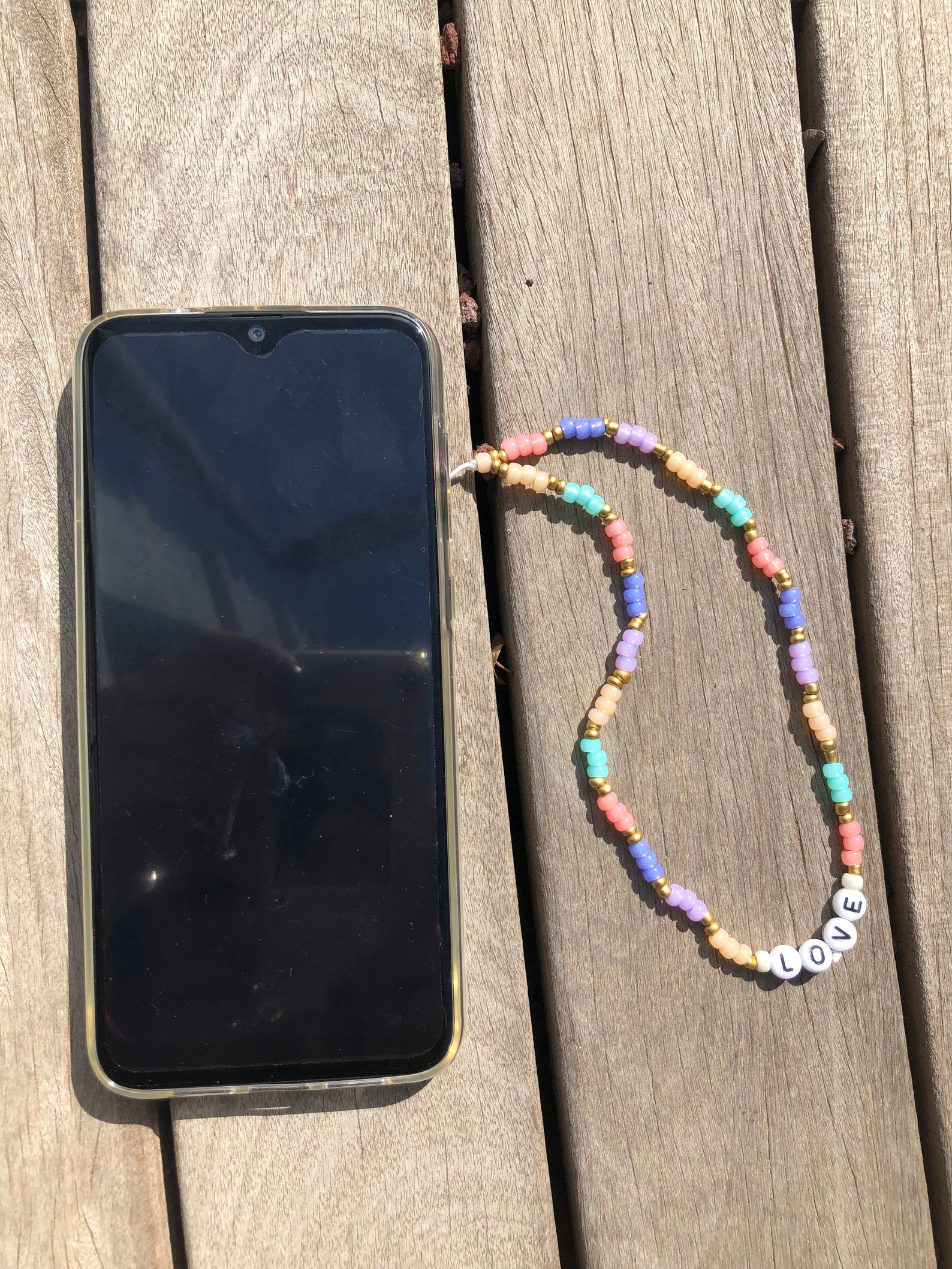 Personalized Mobile Phone Chain Pastel Colored Beads Phone Etsy