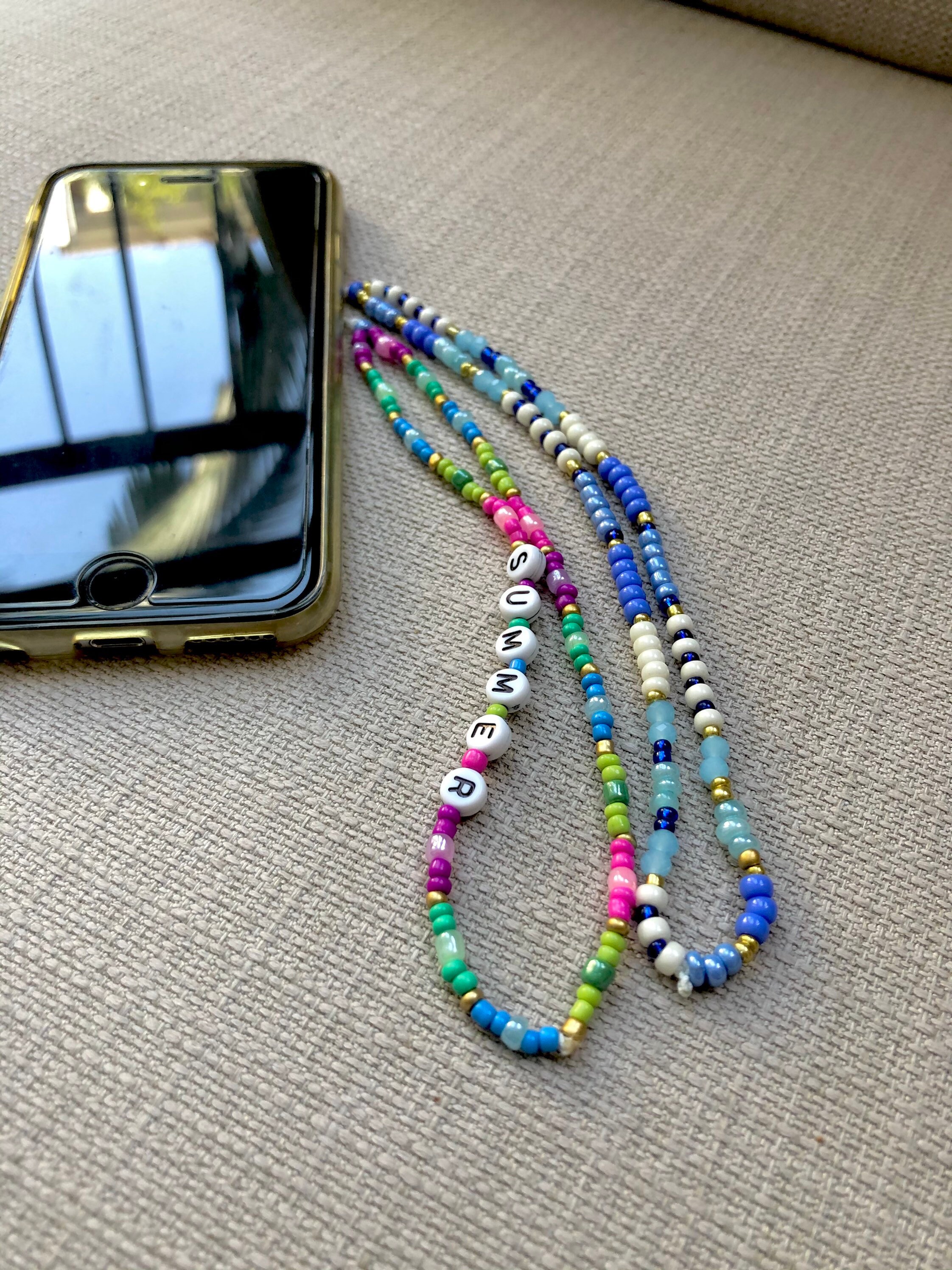 Colorful Phone Wrist Strap Iphone Beads Charm Beaded Phone Etsy