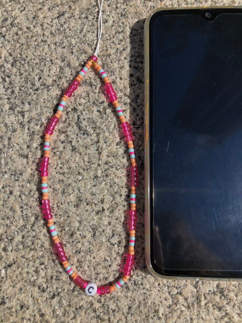 Colorful Initial Phone String Charm Personalized Phone Hand Strap Phone Charm Beaded