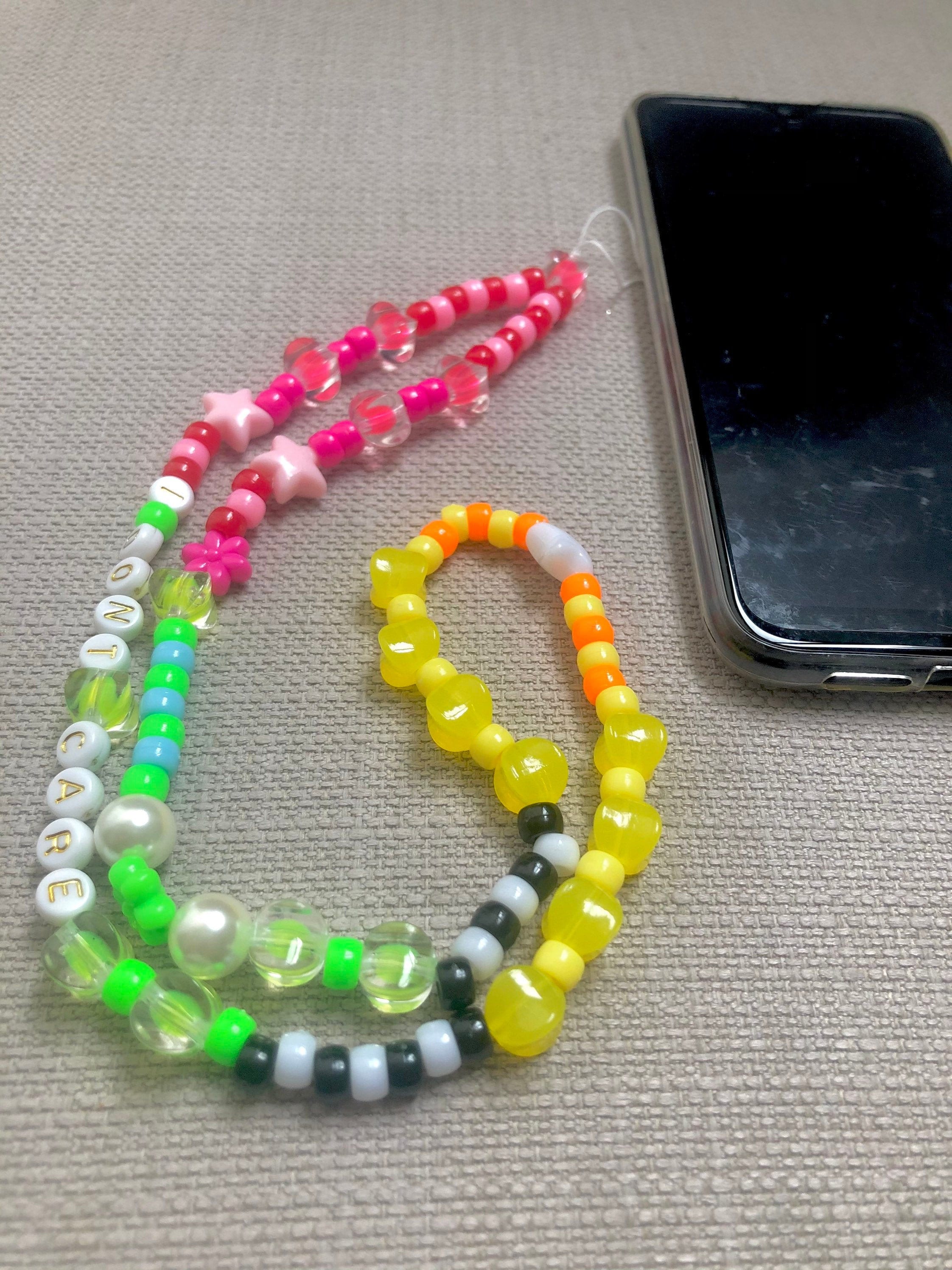Personalized Colorful Iphone Charm Beads Phone Hand Strap Etsy