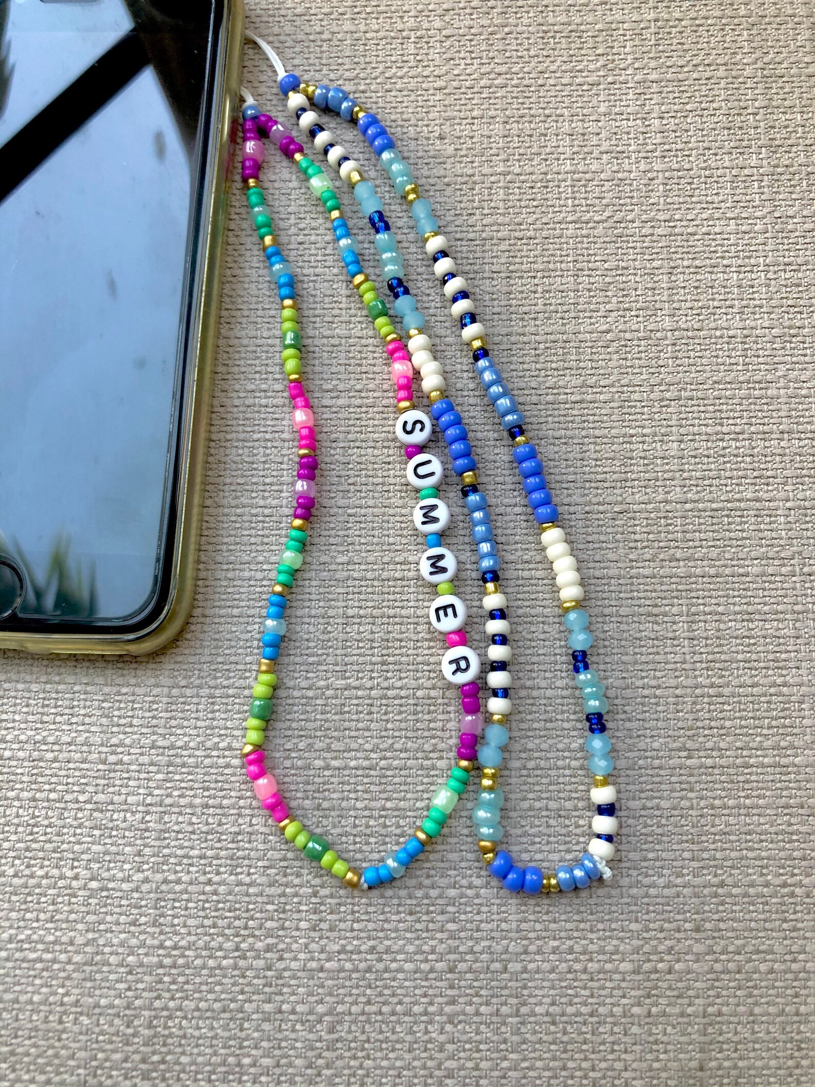 Colorful Phone Wrist Strap Iphone Beads Charm Beaded Phone Etsy