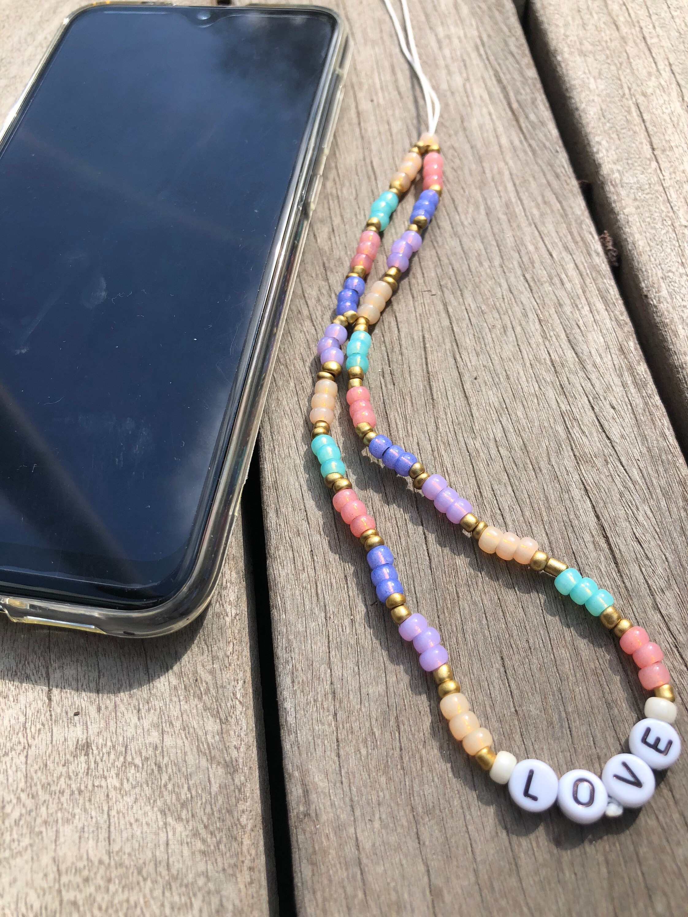 Personalized Mobile Phone Chain Pastel Colored Beads Phone Etsy