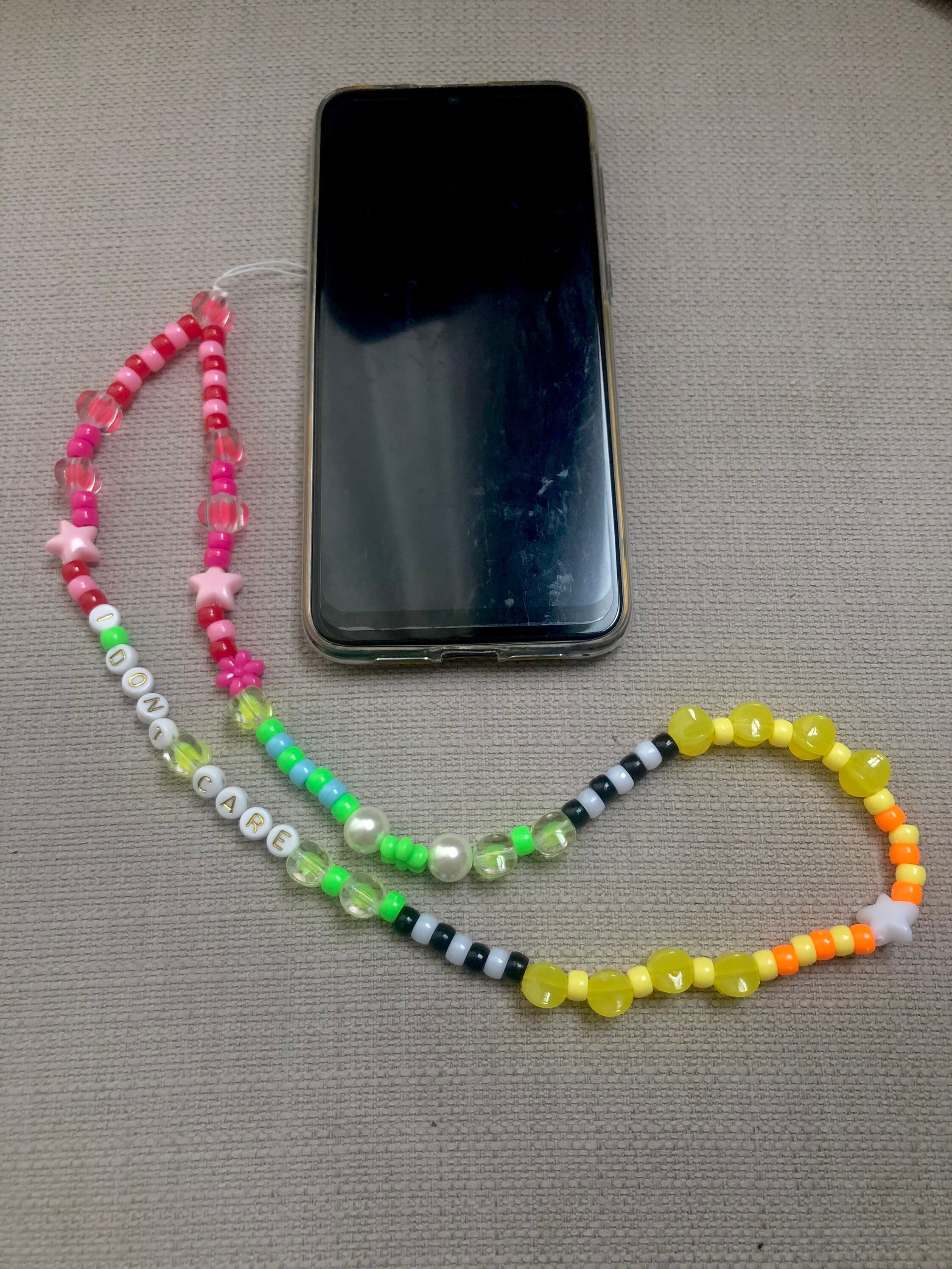 Personalized Colorful Iphone Charm Beads Phone Hand Strap Etsy