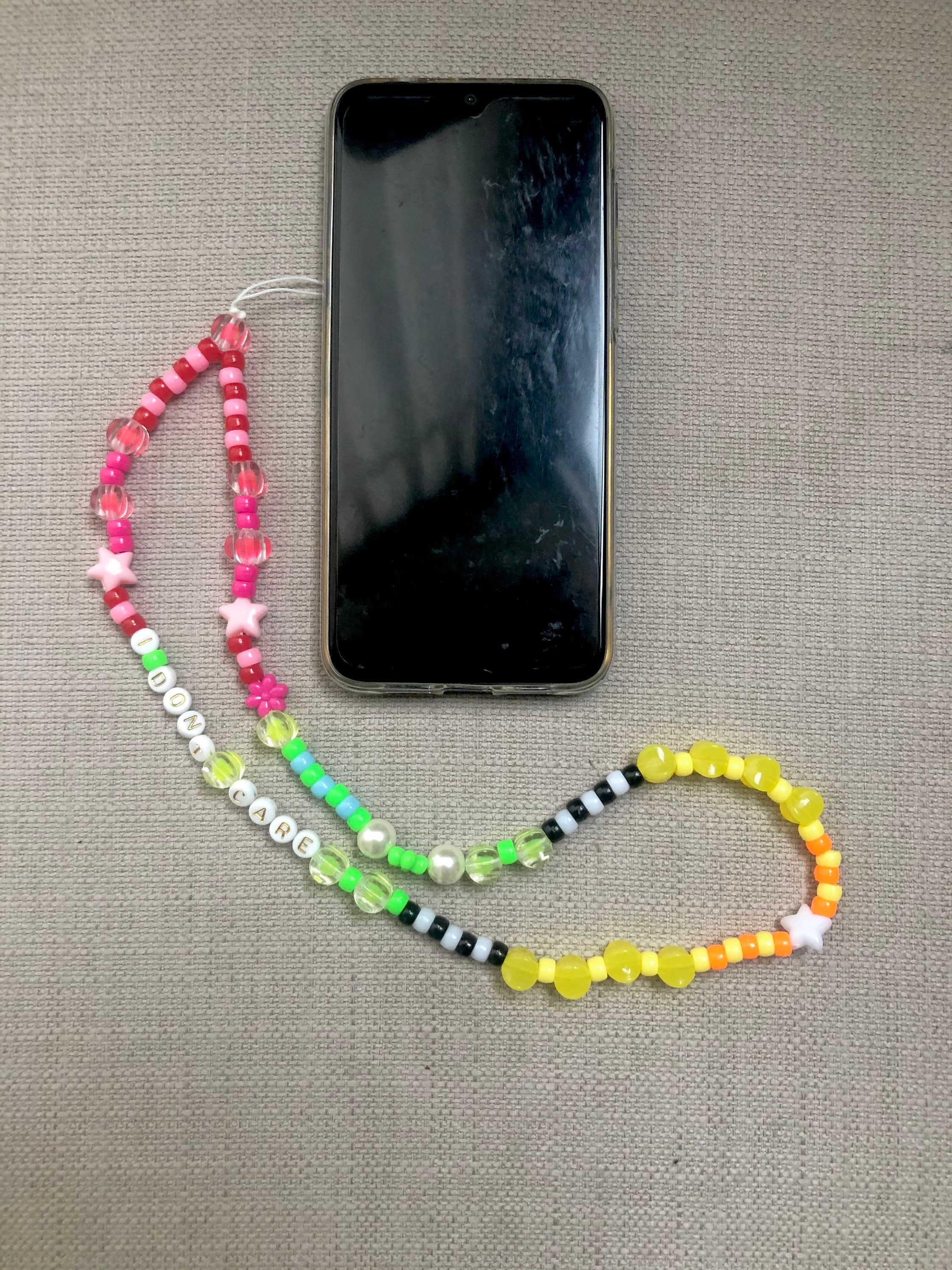 Personalized Colorful Iphone Charm Beads Phone Hand Strap Etsy
