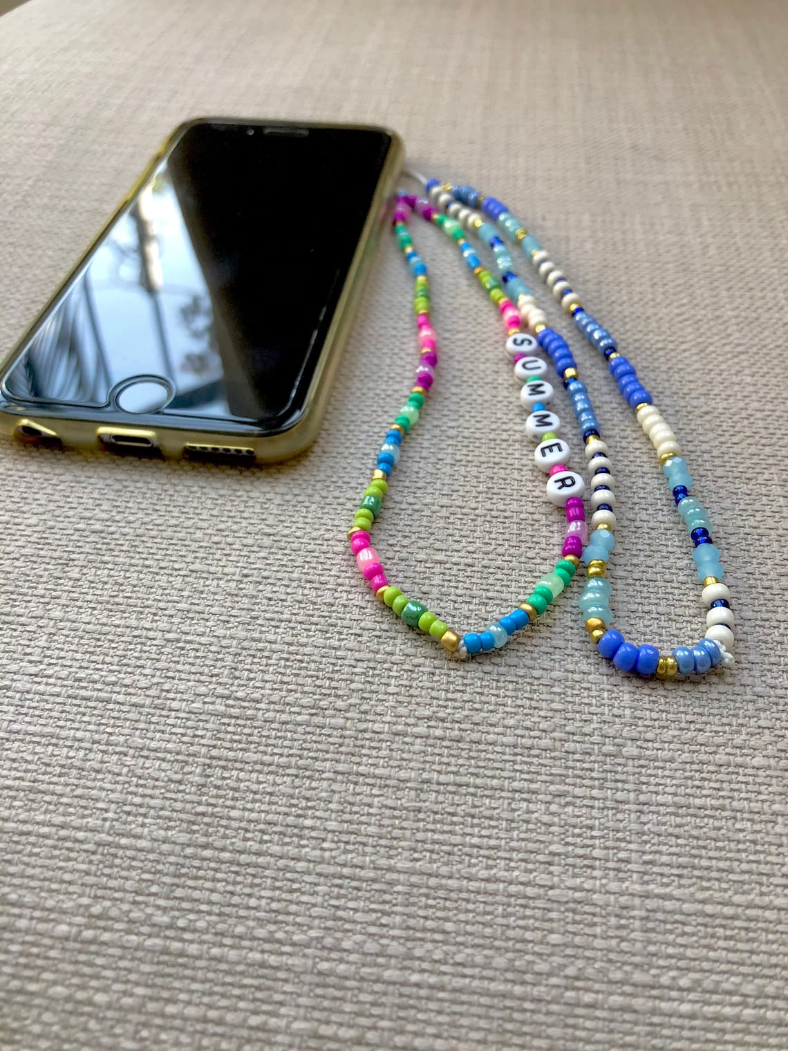 Colorful Phone Wrist Strap Iphone Beads Charm Beaded Phone Etsy