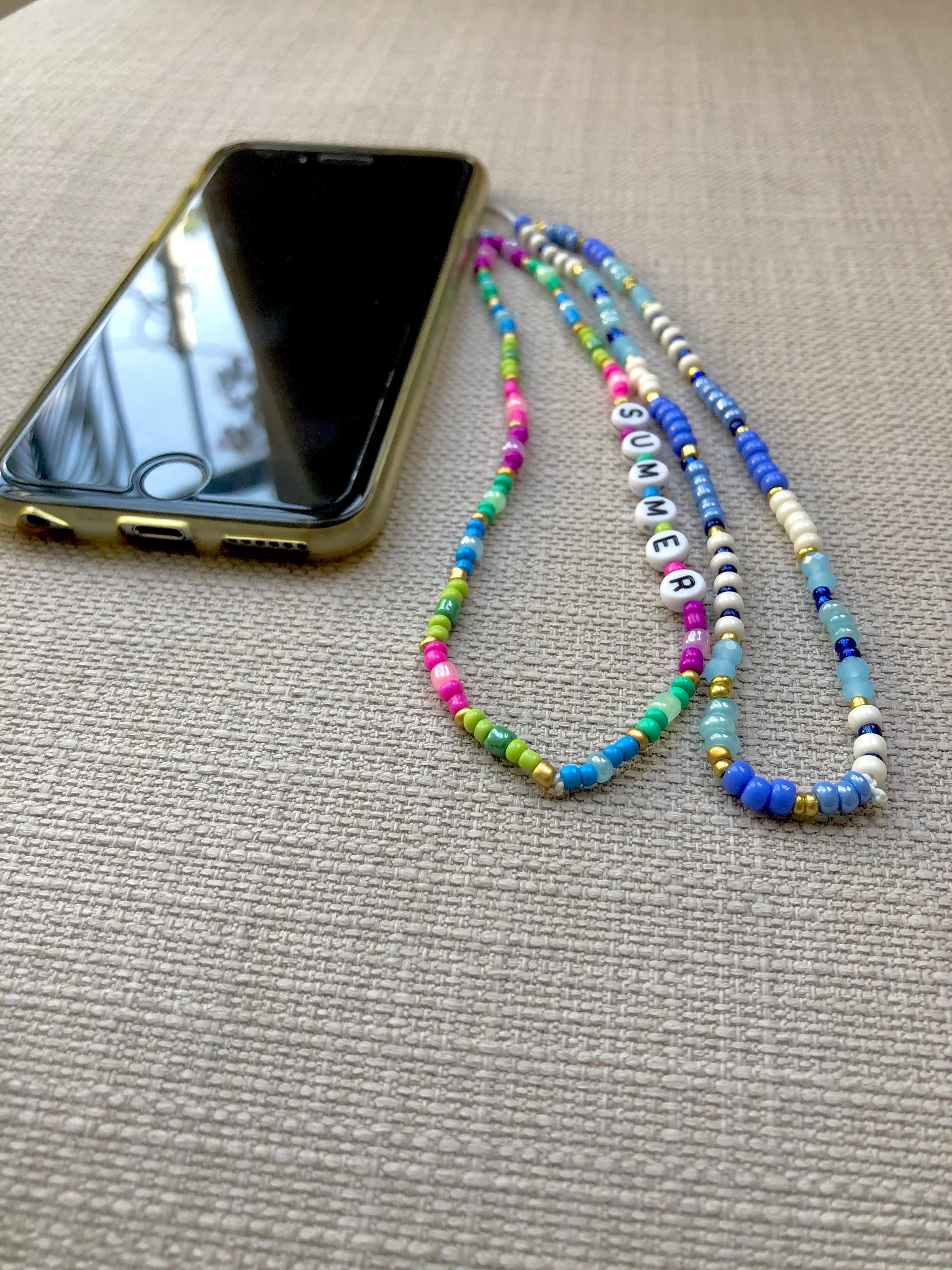 Colorful Phone Wrist Strap Iphone Beads Charm Beaded Phone Etsy