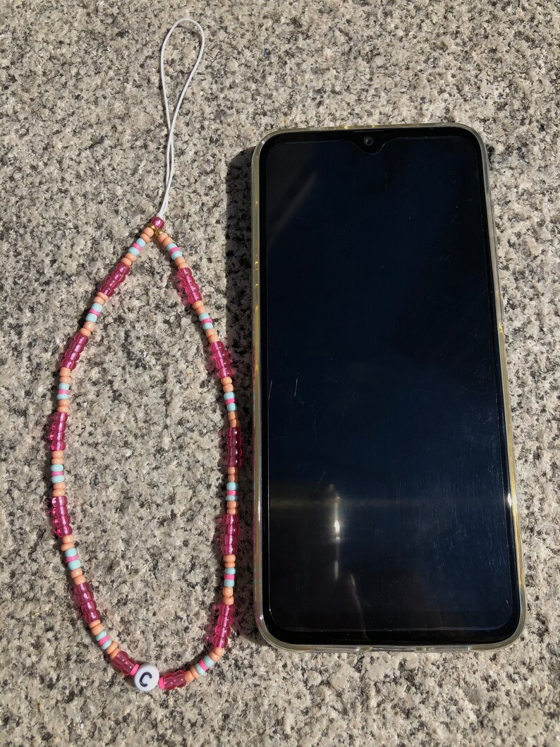 Colorful Initial Phone String Charm Personalized Phone Hand Strap Phone Charm Beaded