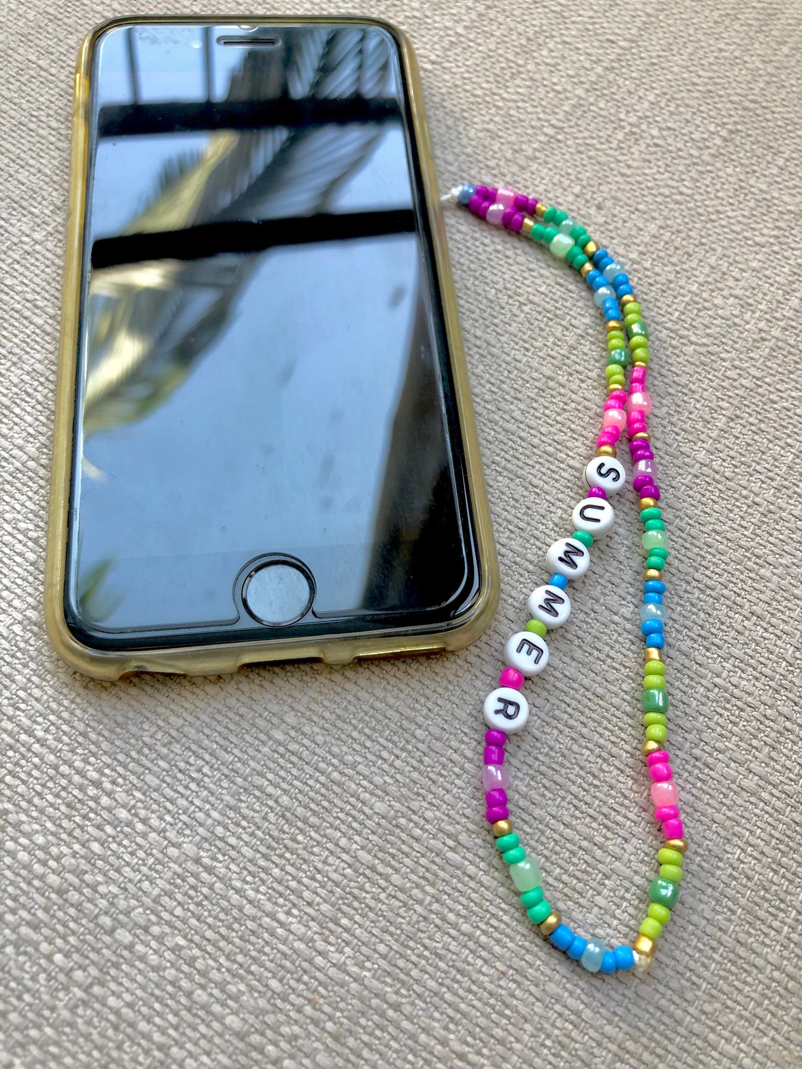 Colorful Phone Wrist Strap Iphone Beads Charm Beaded Phone Etsy