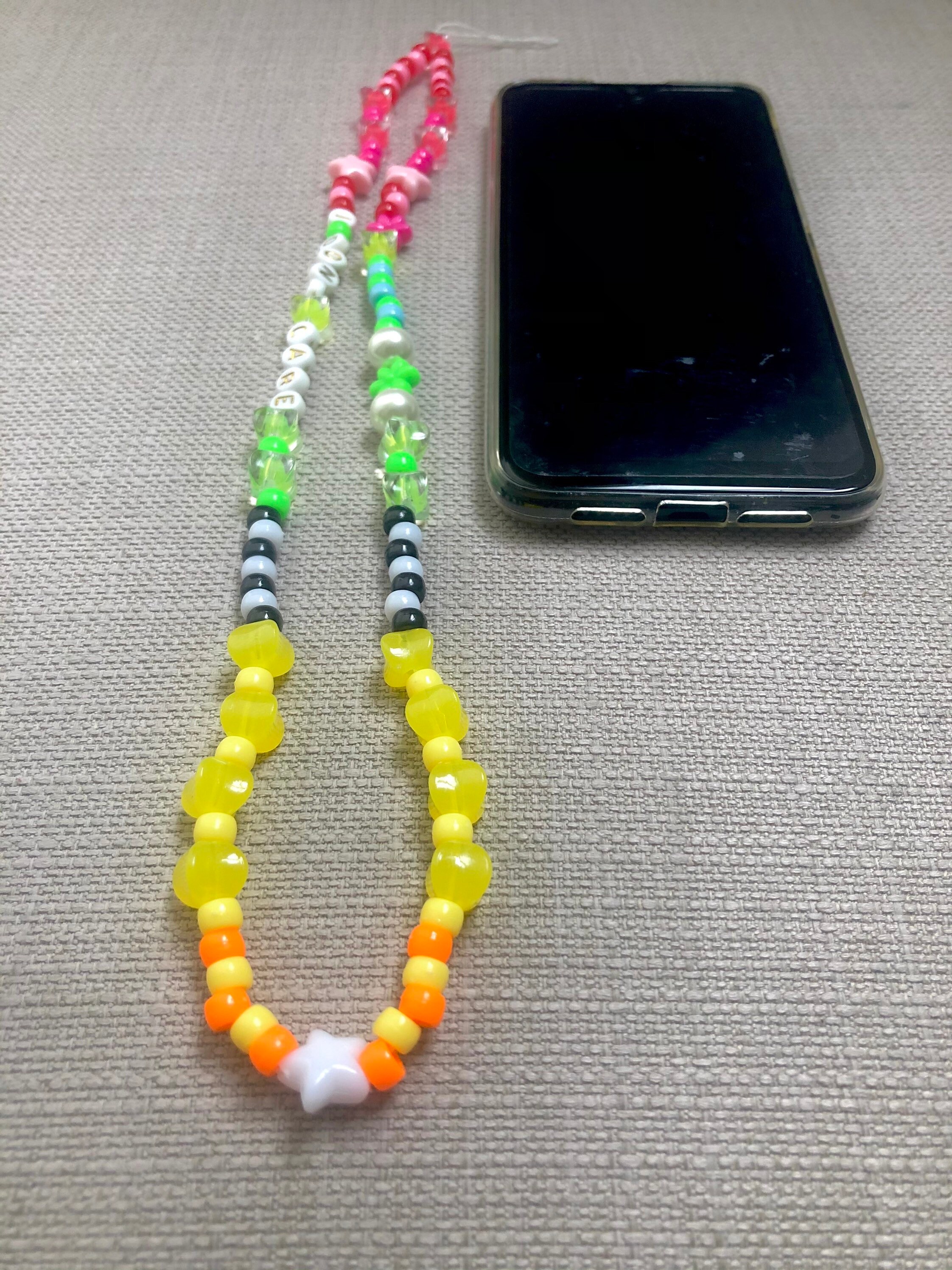 Personalized Colorful Iphone Charm Beads Phone Hand Strap Etsy