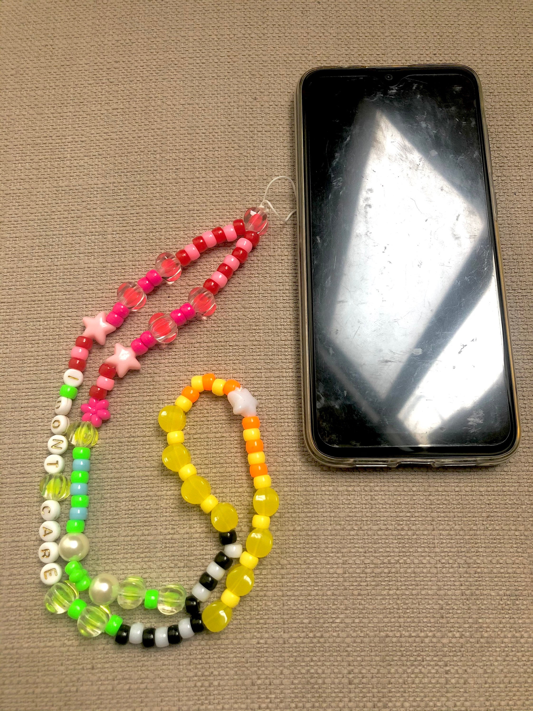 Personalized Colorful Iphone Charm Beads Phone Hand Strap Etsy