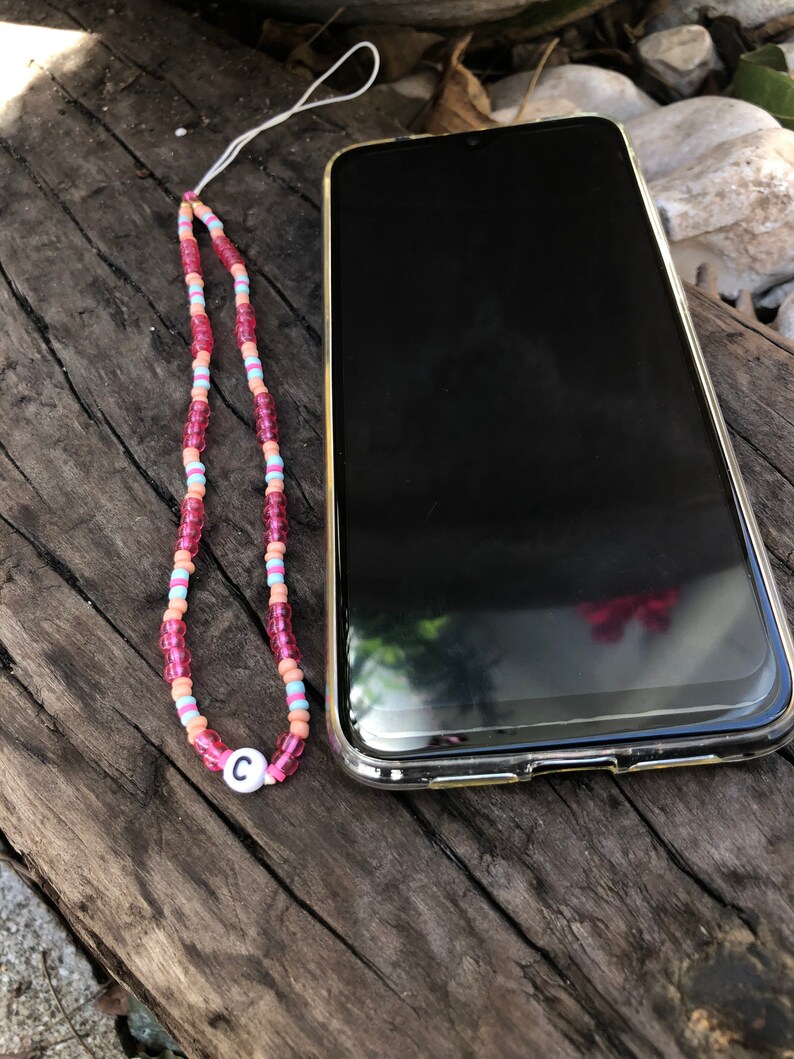 Colorful Initial Phone String Charm Personalized Phone Hand Strap Phone Charm Beaded
