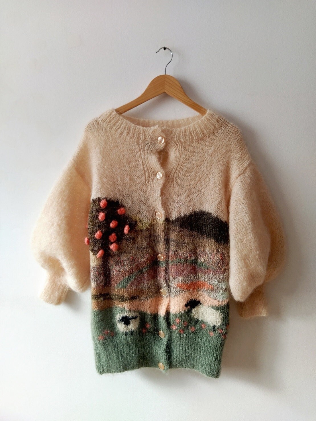 EXTRA RARE Susie Lee Handmade Sweater Mohair Sheep Farm Sweater 
