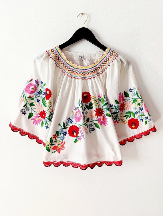 1970's hand embroidered Hungarian blouse folklore… - image 1