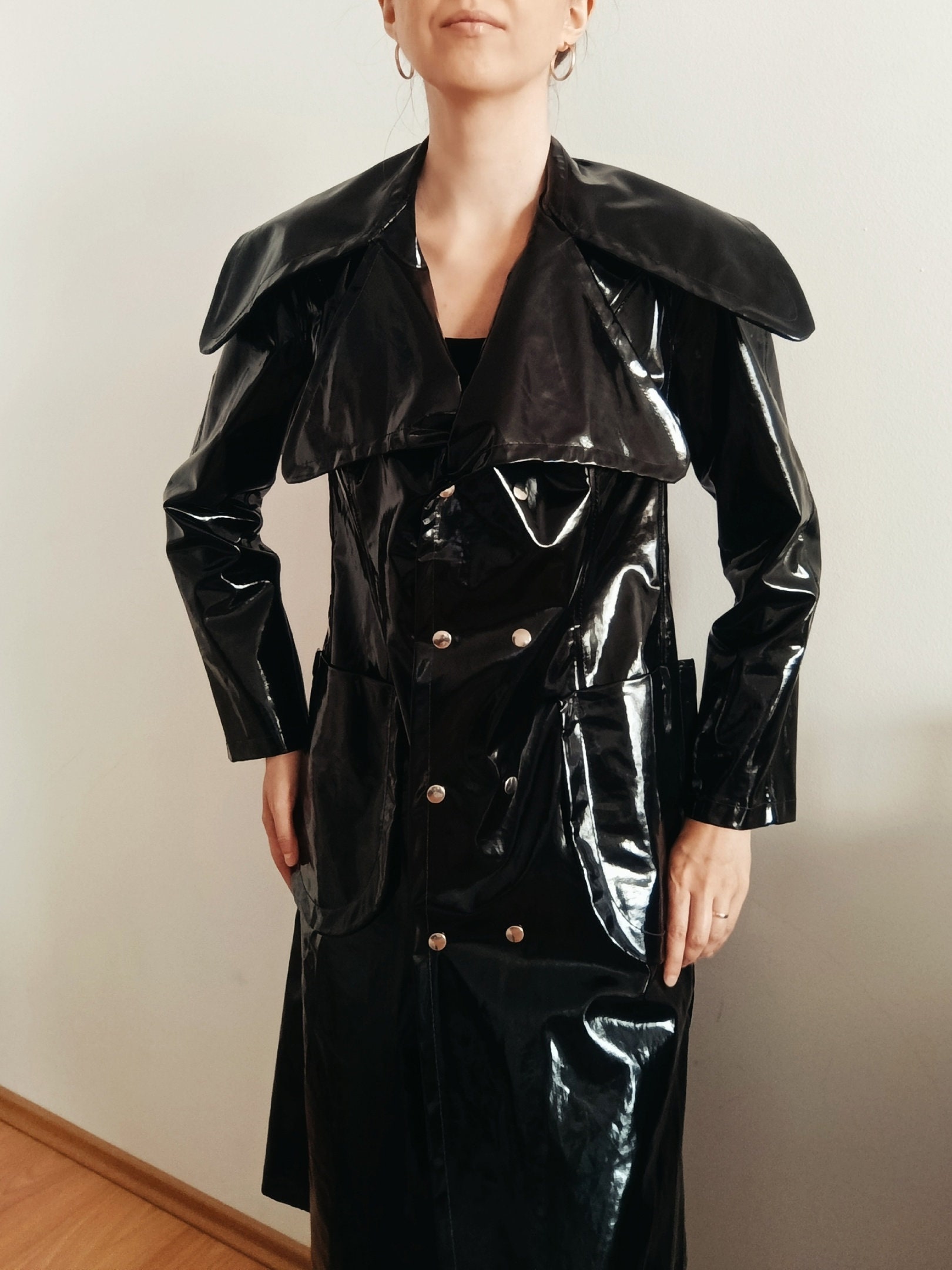 Black Vinyl Trench Coat Etsy