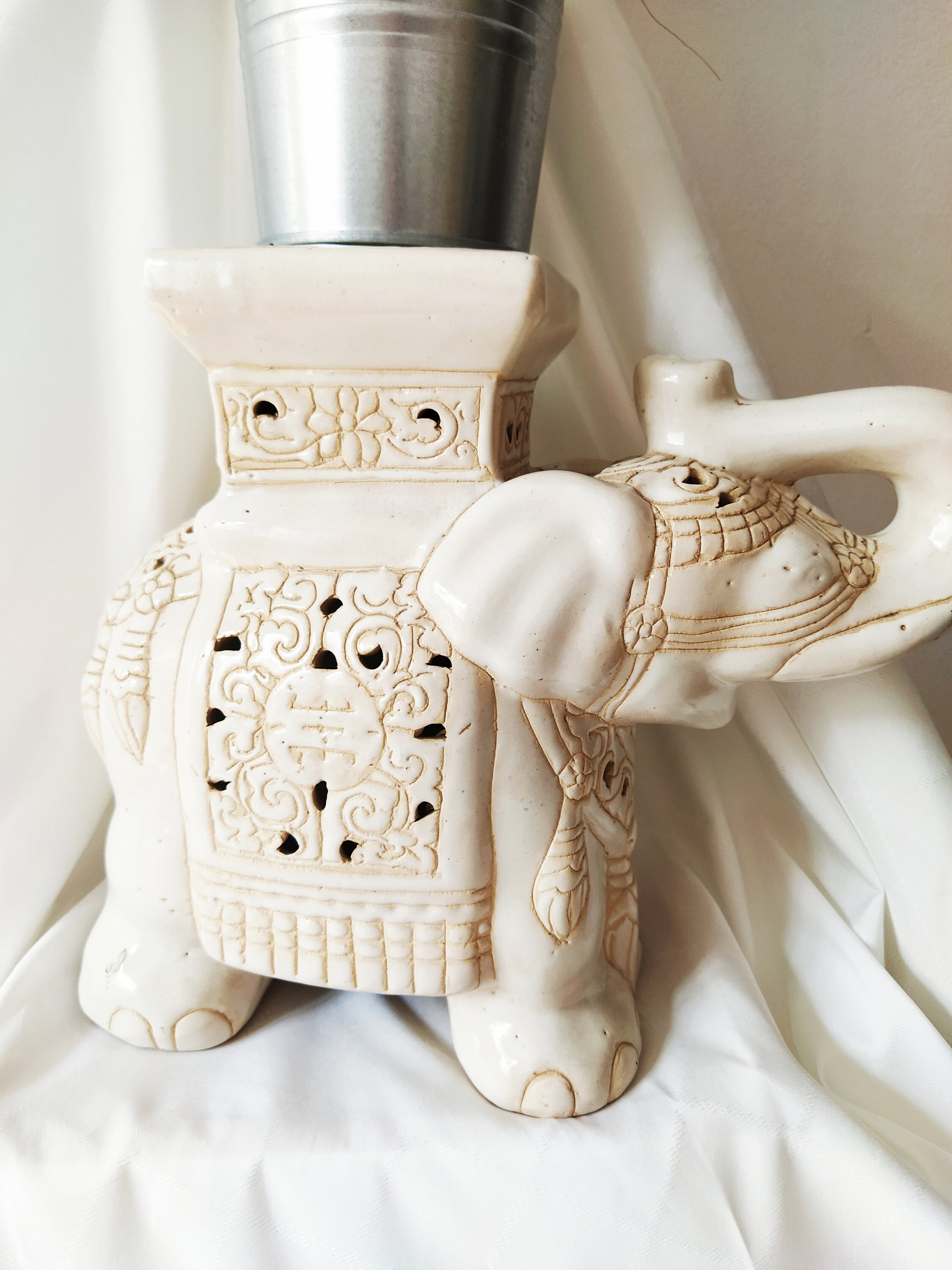 Vintage ceramic elephant plant stand 70s Etsy