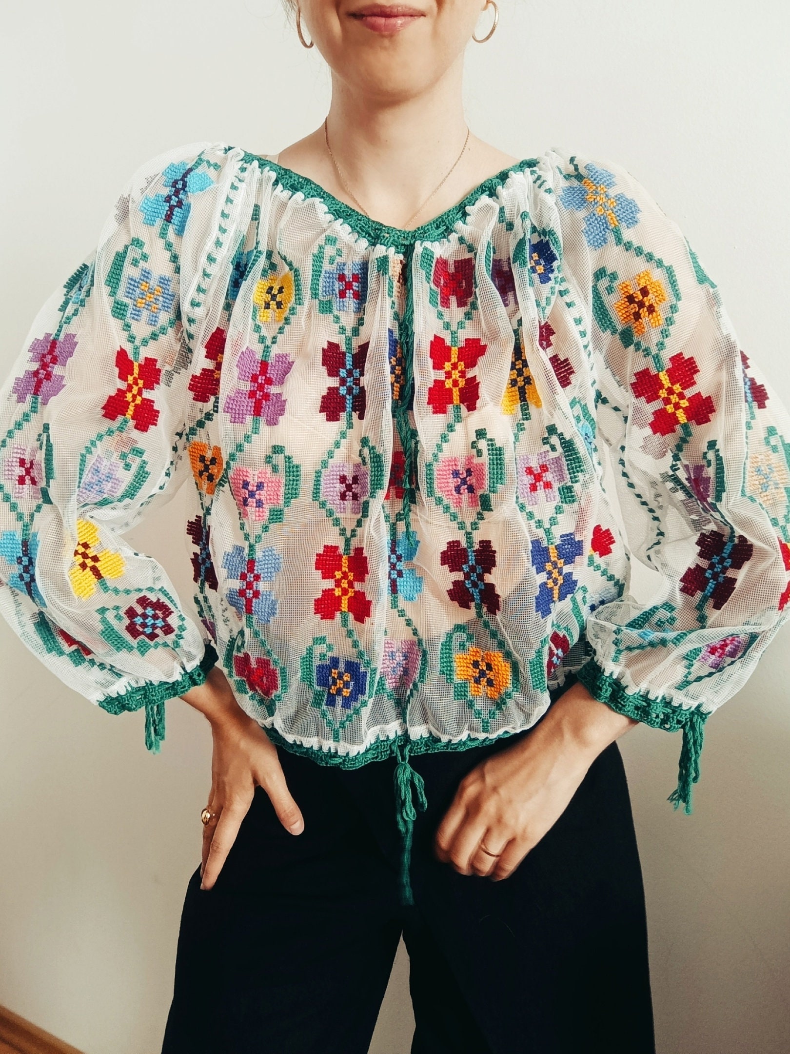 30s Romania Embroidery Blouse - Etsy
