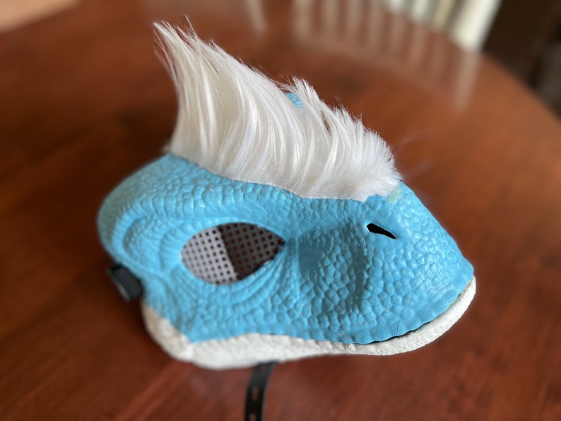 Icy Custom Dino Raptor Mask with Mesh Eyes and Mohawk READY Etsy